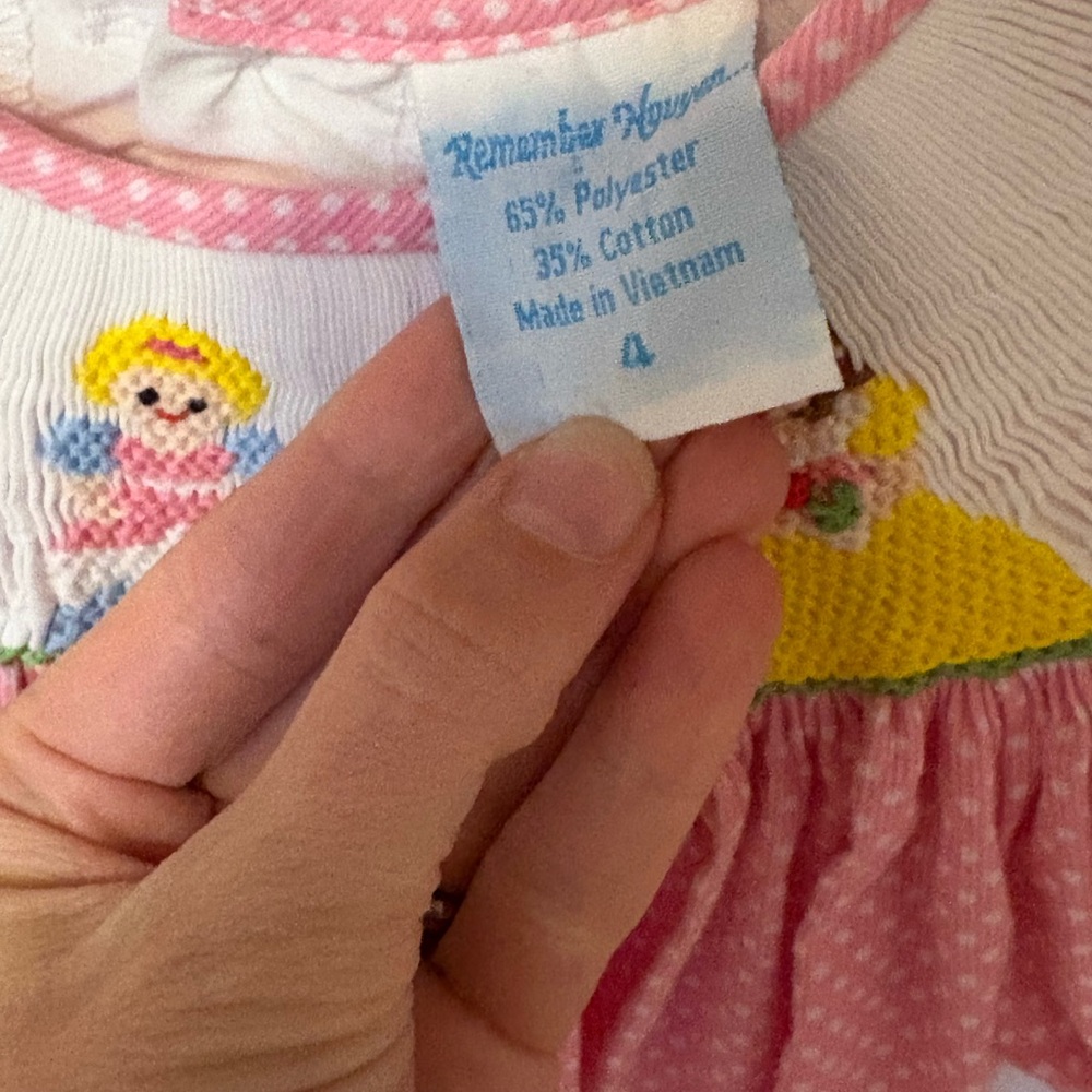 Remember Nguyen Pink Smocked Princess Top | Girls Size 4 - Picture 3 of 4